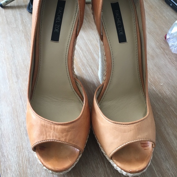 Rachel Zoe Leather Espadrille Rattan Wedges - Picture 3 of 8